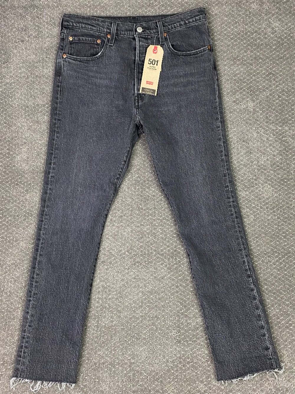 Levi's 501 S Skinny Jeans Womens 32x30 Gray Black Frayed Hem High Rise